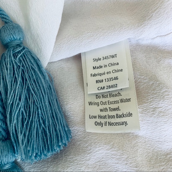 ECRU RAINBOW SILK TUNIC TOP WITH TUSSLES - Picture 11 of 16